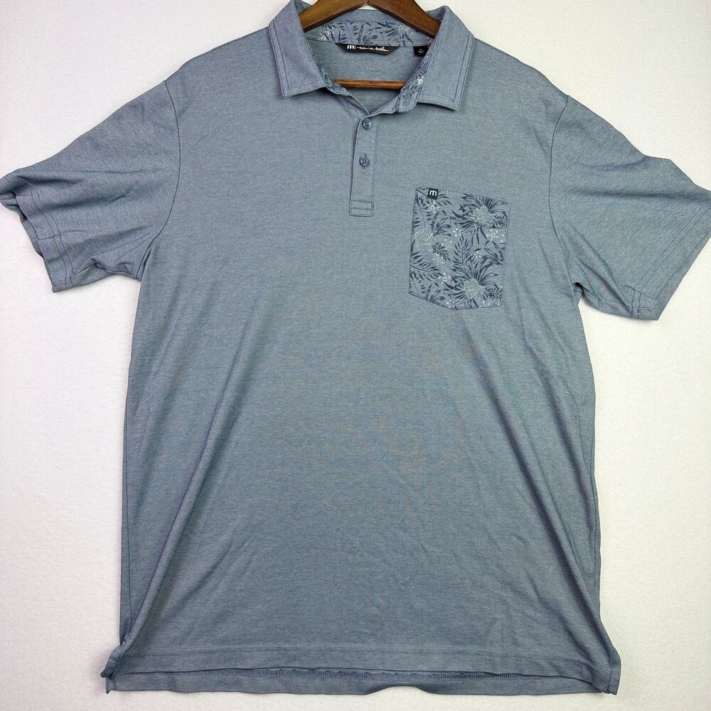 TravisMathew Blue Tropical Pocket Polo Shirt XL